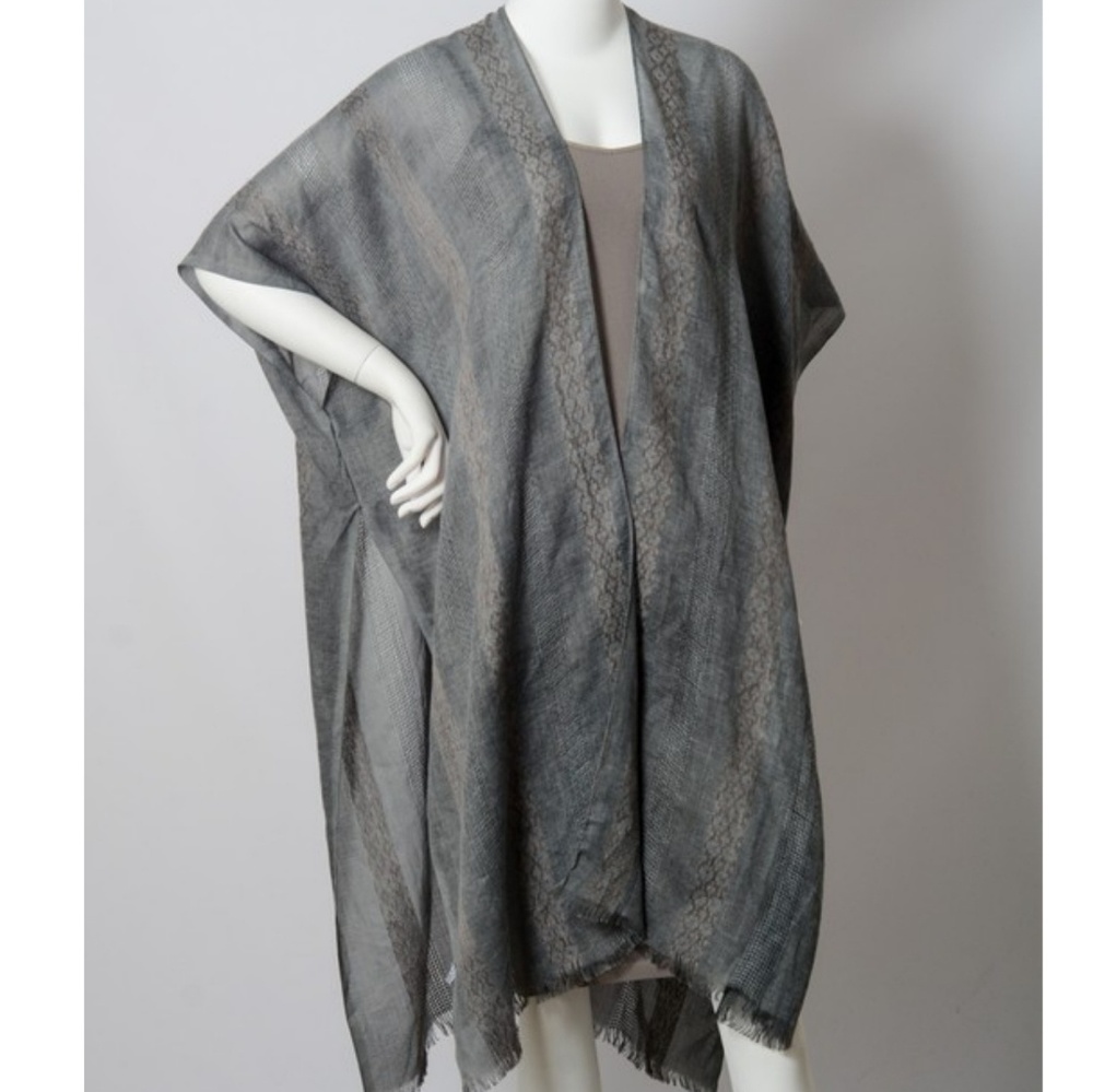 Kimono boho tribal Woven CHARCOAL - Picture 4 of 4
